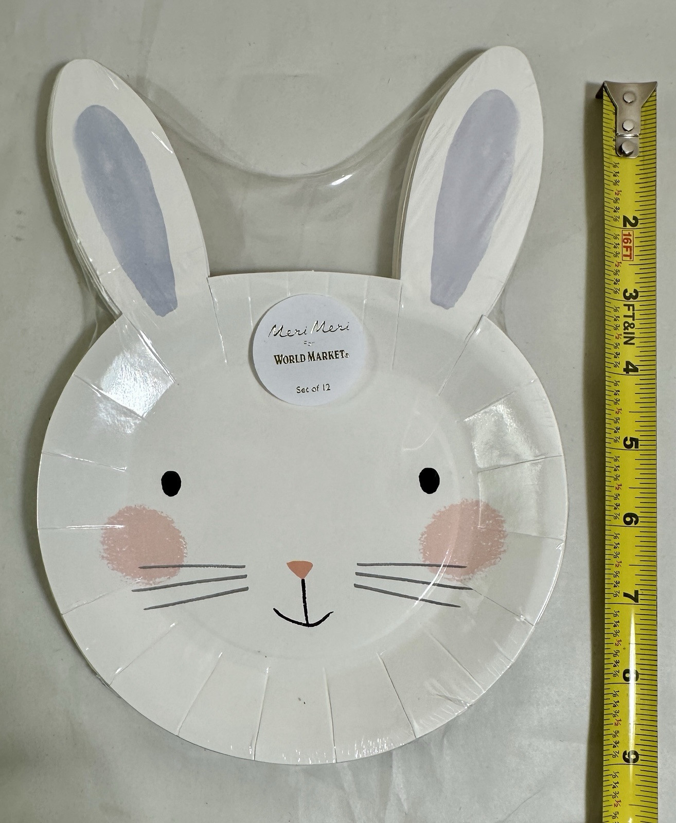 World Market MERI MERI Bunny Rabbit Shaped Paper Plates 12 Count - SEALED, NEW - Image 3