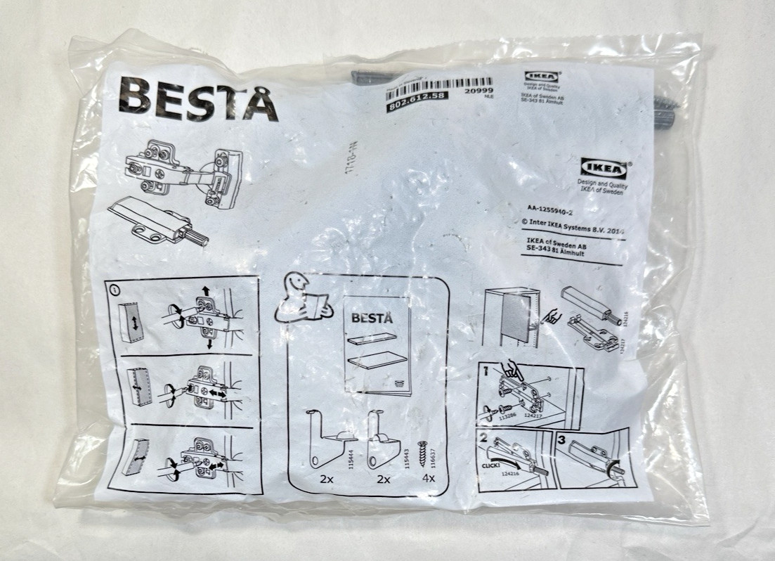 IKEA BESTÅ Soft Closing Push-open Cabinet Hinges - 802.612.58 - New in Plastic