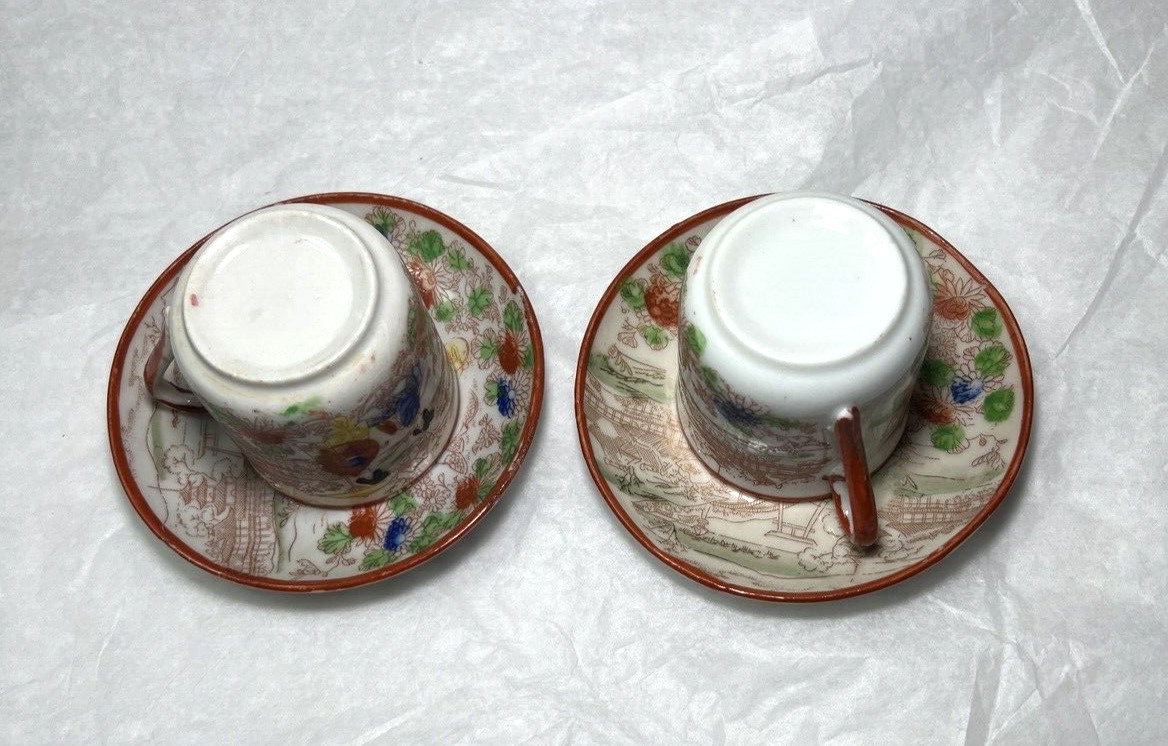 Vintage Geisha Girl Japanese Teacups & Saucers, Japanese Gardens,  Asian Decor - Image 6