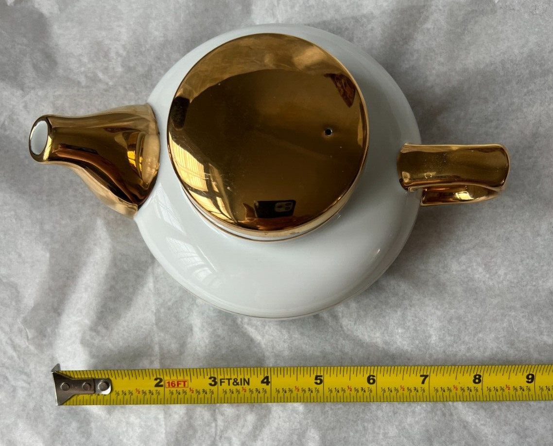 Mlesna Teapot - Gold and White - Sri Lanka Porcelain - 2 Cups - Image 9