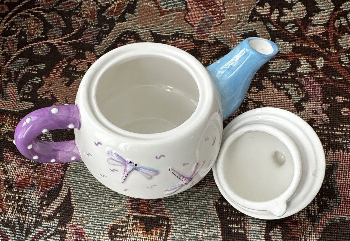 Pristine Bella Casa Tea Pot With Lid By Ganz  - Dragonfly - Image 4