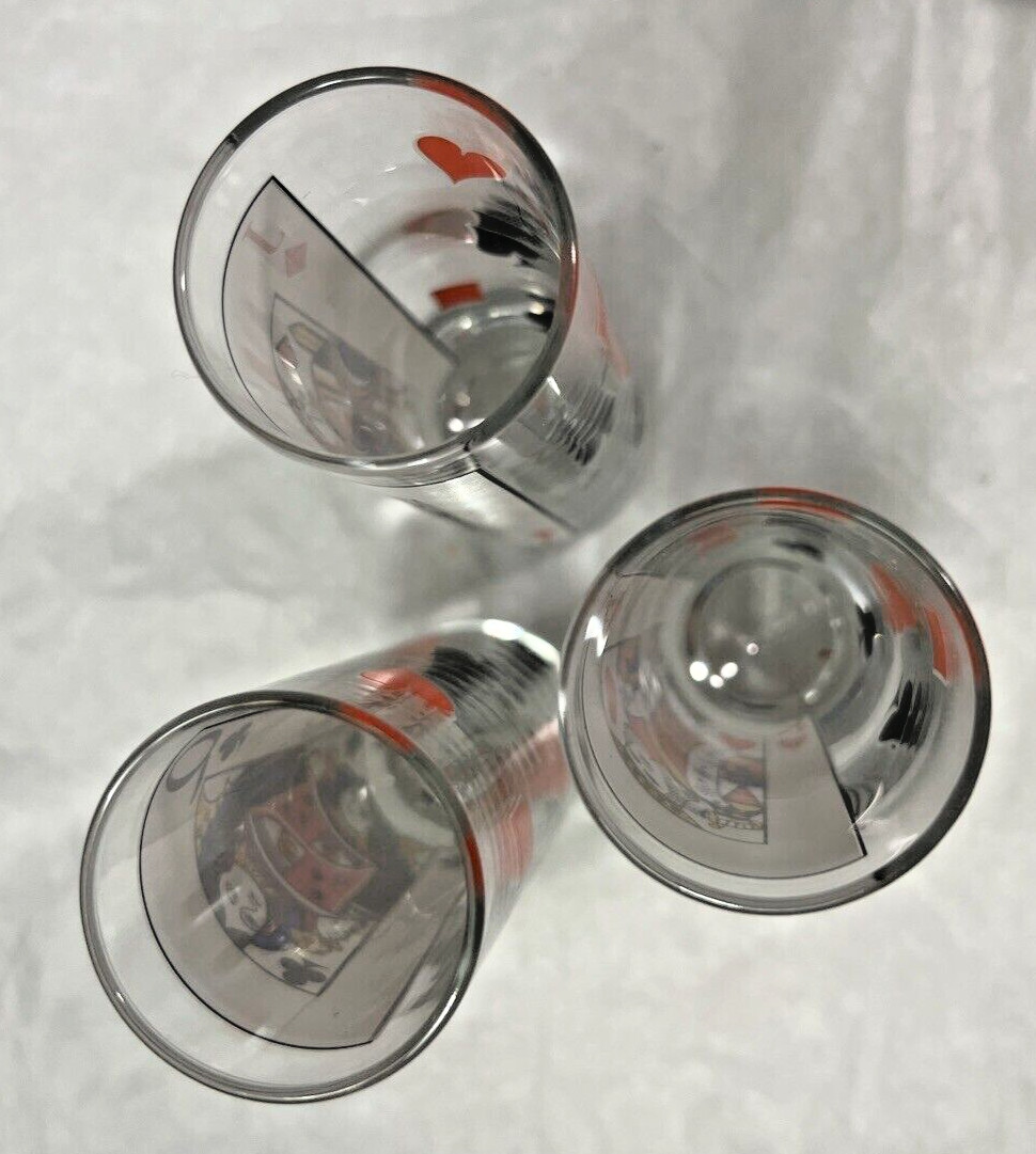 Three (3) Vintage Playing Face Card Poker Shot Glasses - Retro Barware - Image 2