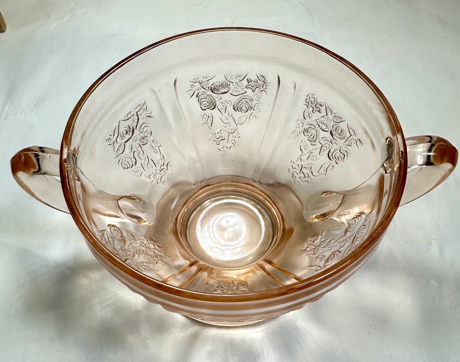 Federal Sharon Cabbage Rose Pink Depression Glass Sugar Bowl - Image 6