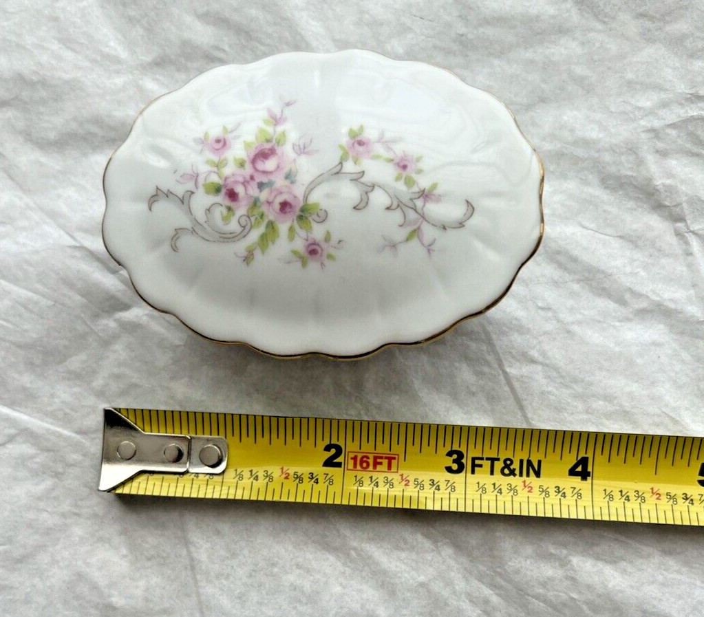 Vintage German Porcelain Oval Footed Trinket Box with Lid - circa 1935 - Image 1