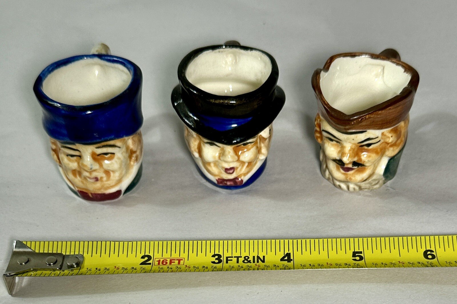 Three (3) Hand-Painted Toby Jugs - 1 3/4" Tall - Victoria Ceramics, Japan - Image 6