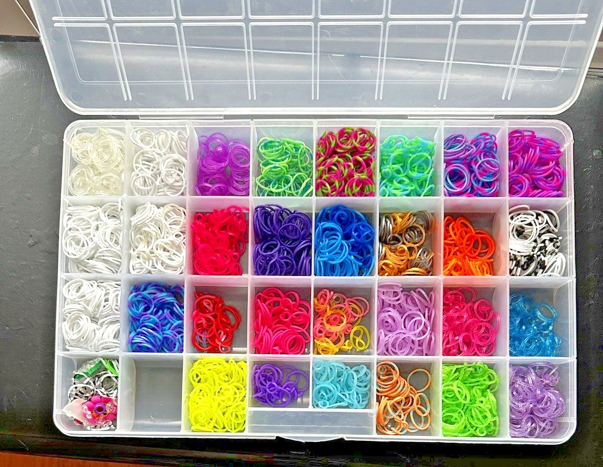 Rainbow Loom Rubber Bands - Hundreds of Brand New, MultiColor in Compartment Box