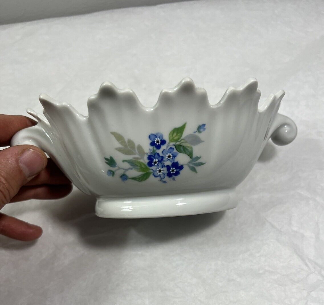 Limoges France Porcelain Handled Candy Trinket Dish Bowl Floral Butterflies - Image 3