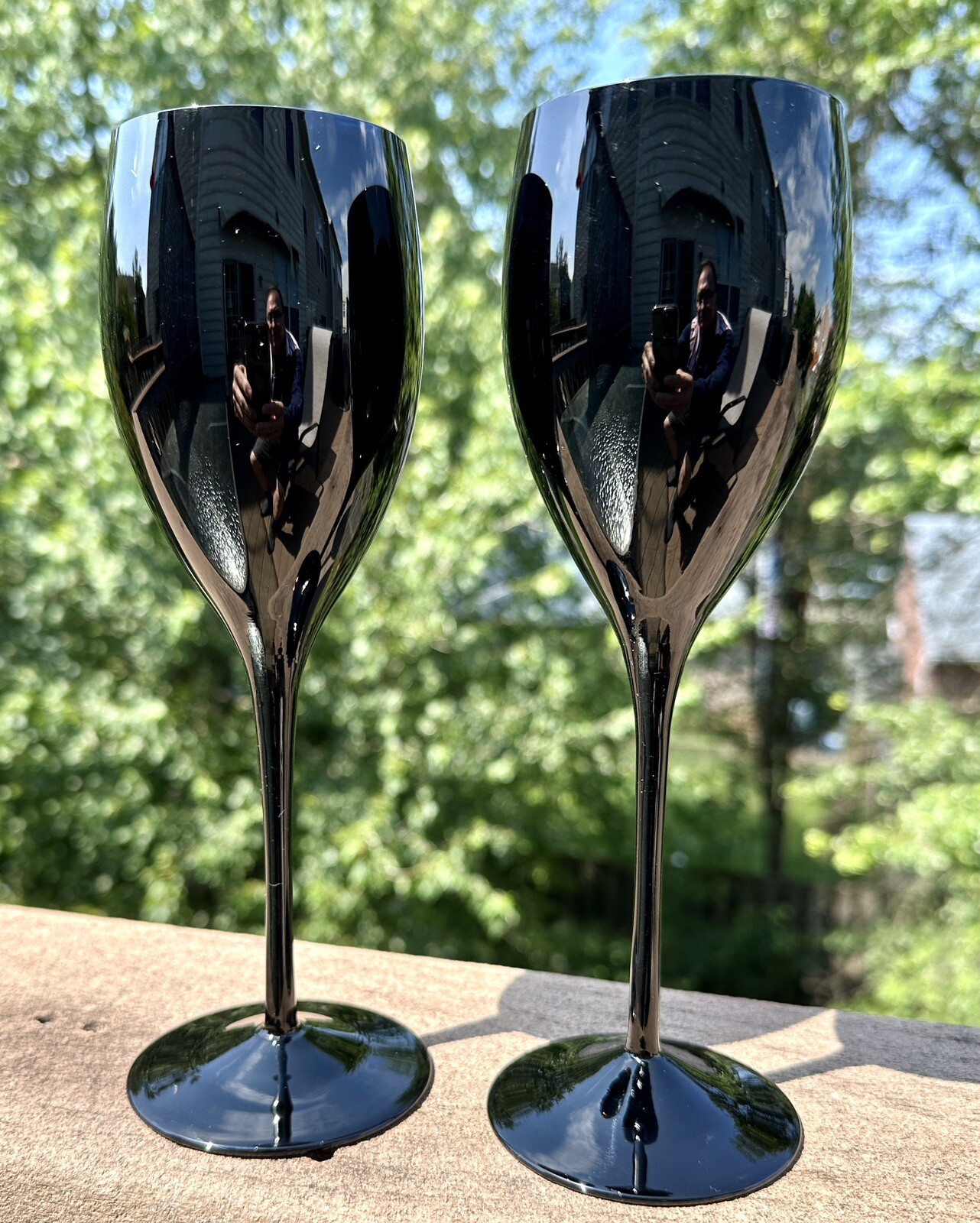 One Each Mikasa Elite Black Crystal Water Goblet and Wine Glass  - 9" - Image 4