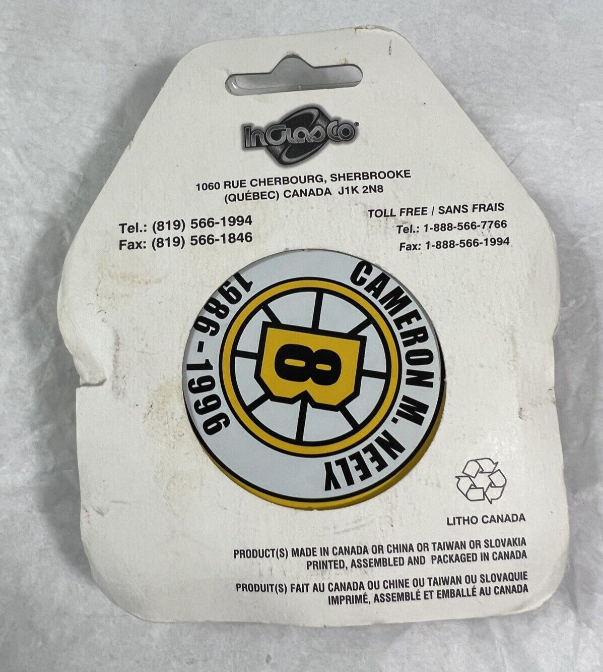 Cameron M. Neely Number #8 Hockey Puck InGlasCo Canada - NEW - Image 1