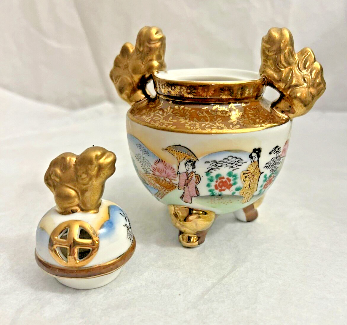 Hand Painted Incense Burner - Made in Japan circa 1970 - Image 5