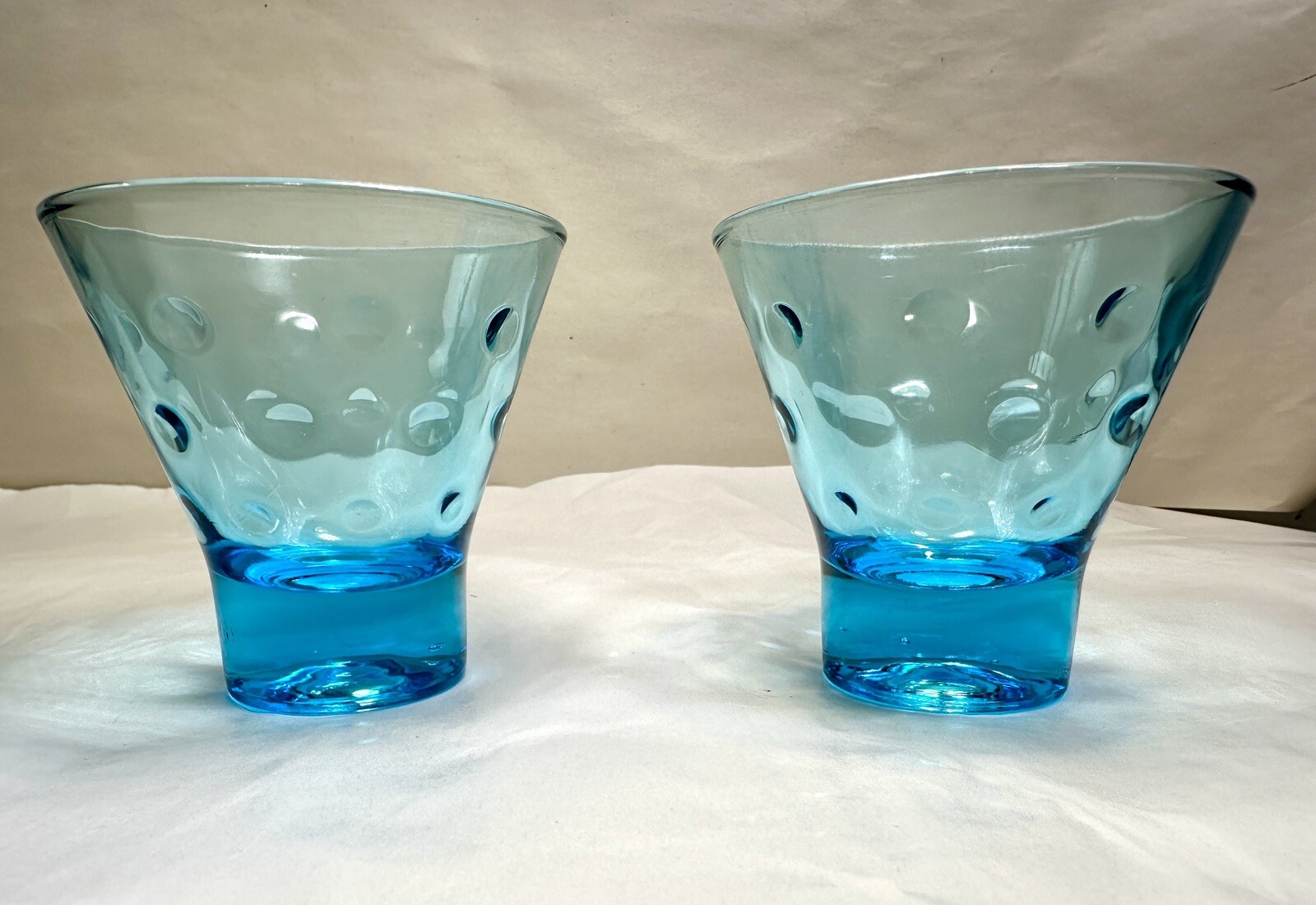 Set Of 2 Hazel Atlas Capri Blue Dot Cocktail Barware Glasses 4 Ounces - Image 4
