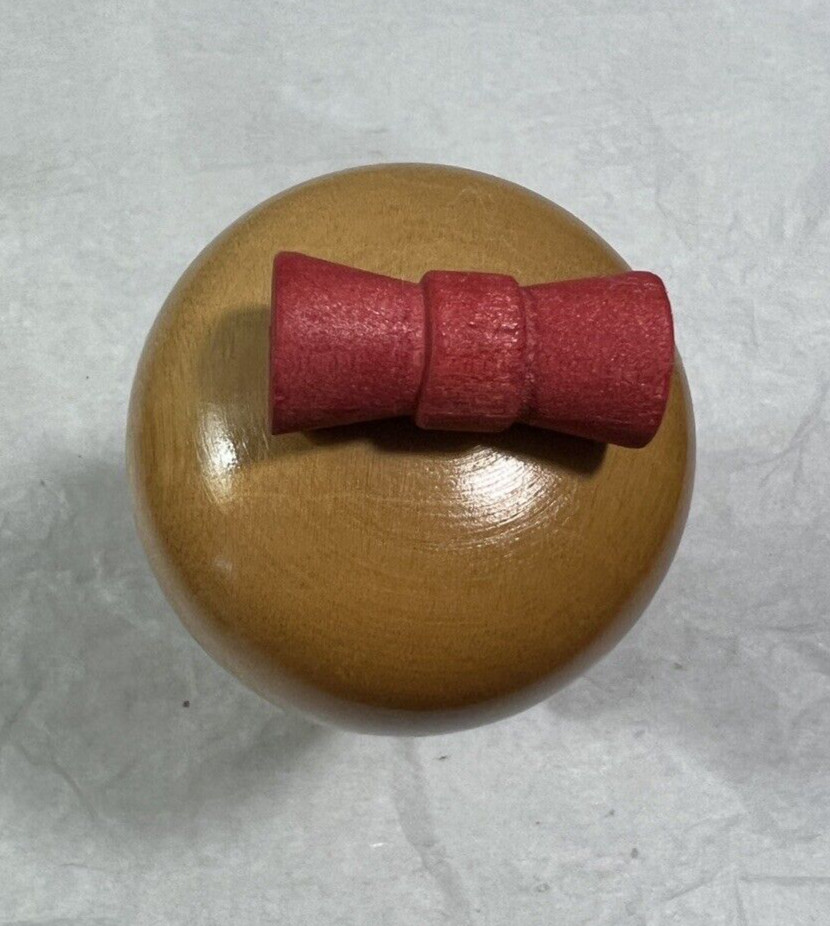 Japanese Kokeshi Blonde Red Bow Wooden Doll Girl Flower Painted 5 1/4” - Image 9