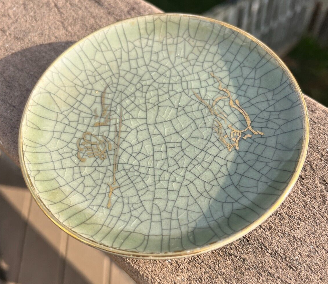 Gold Horse Somayaki Double-Wall Soma Ware Crackle Glaze Cup and Saucer - Image 2