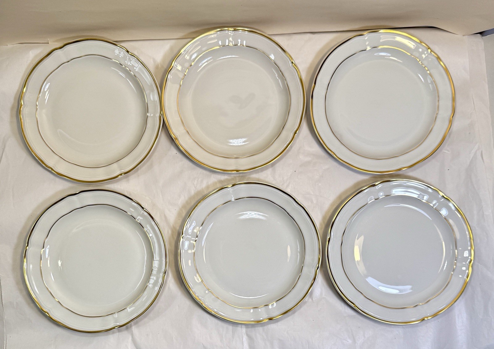 One Bernardaud Limoges 6-1/4" Side Plate - White w Gold Trim - New Old Stock - Image 1