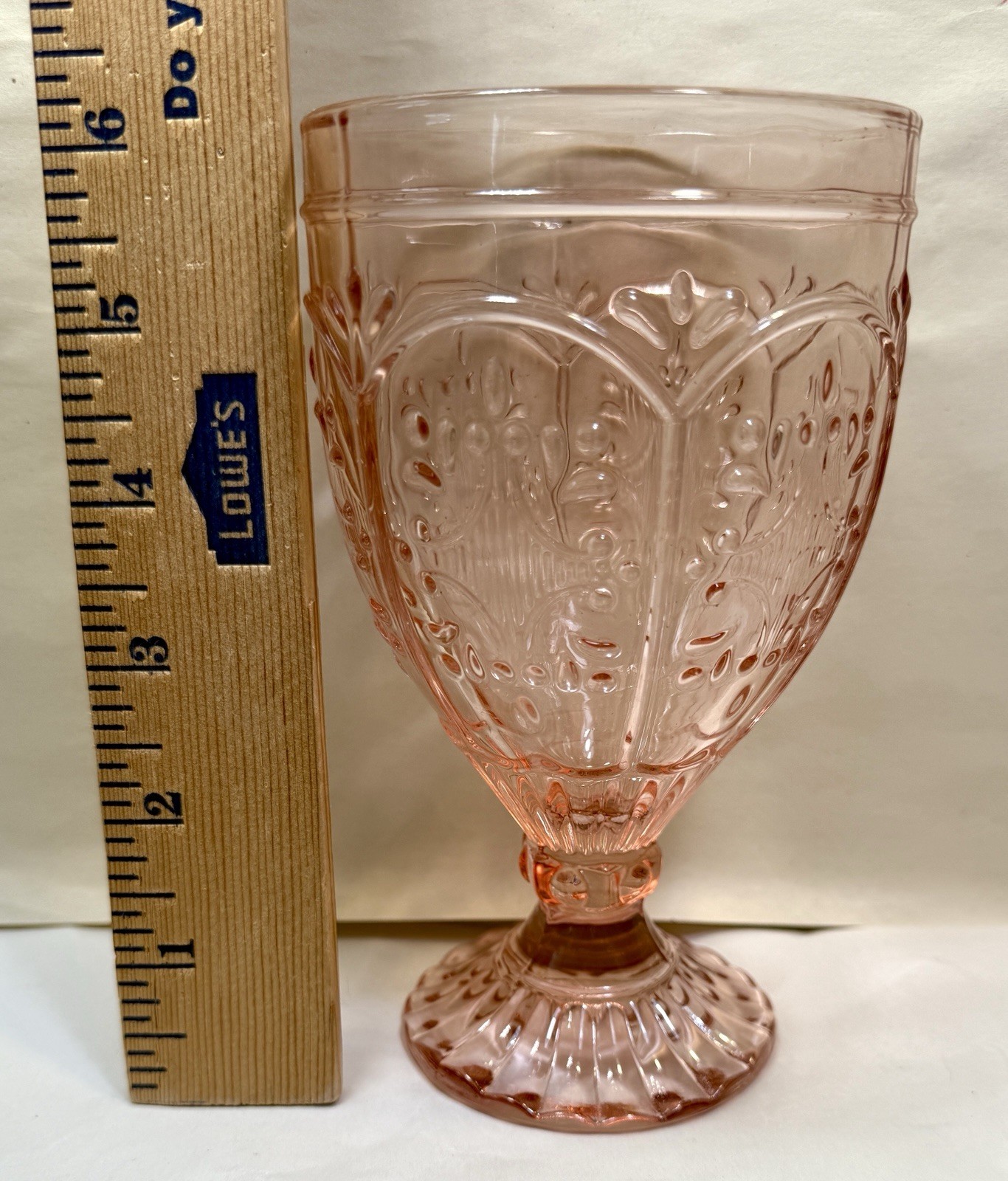 Fitz and Floyd Pink Trestle Water Goblet Wine Glass - Unboxed, Unused - Image 3