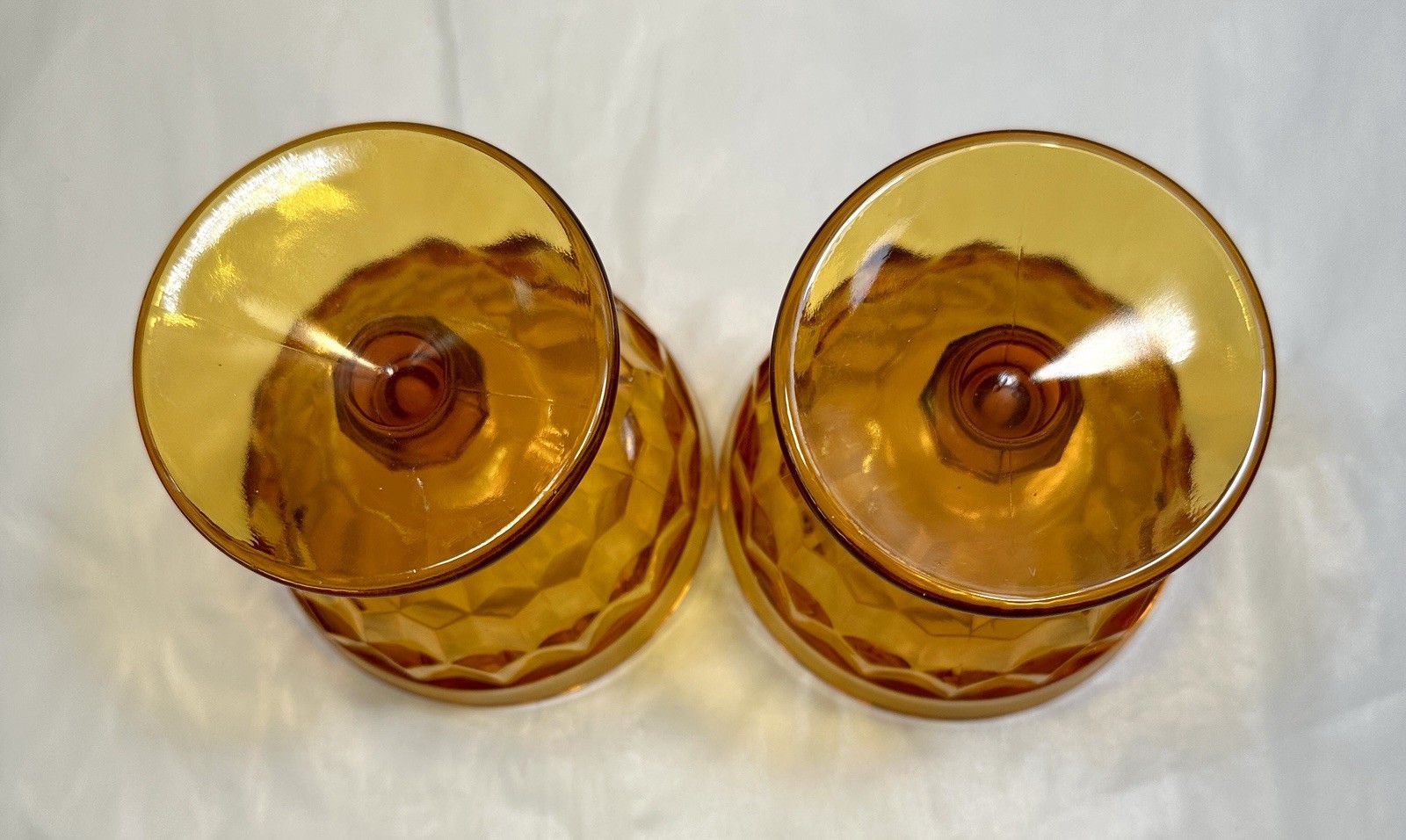 Set of Two (2) Indiana Glass Company  Amber White Hall  Sherbet Glasses Vintage - Image 3