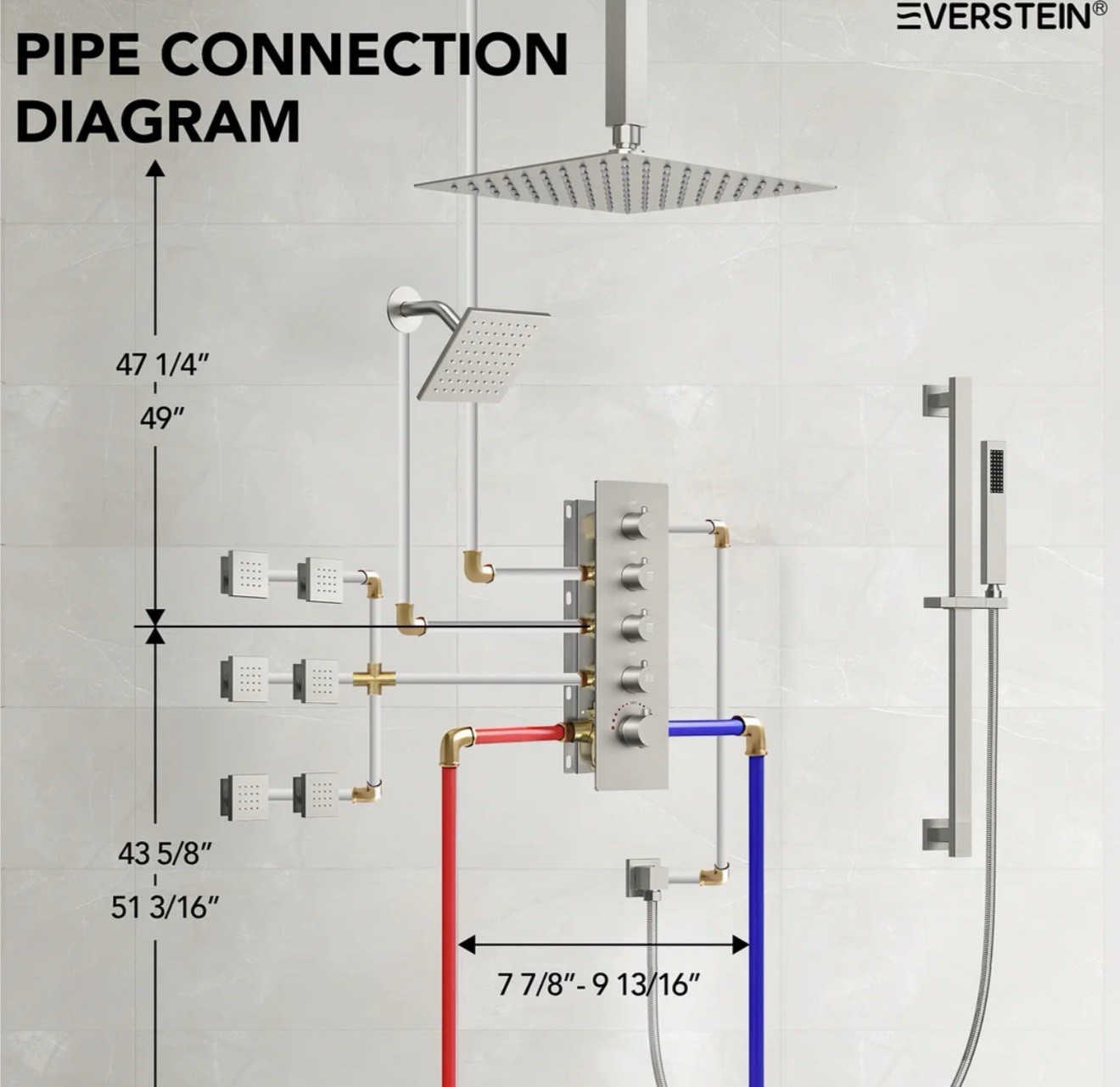 Everstein 16" Wall Mount Dual Shower Head Set SFS-1064-NK16 - New in Box UNUSED - Image 12