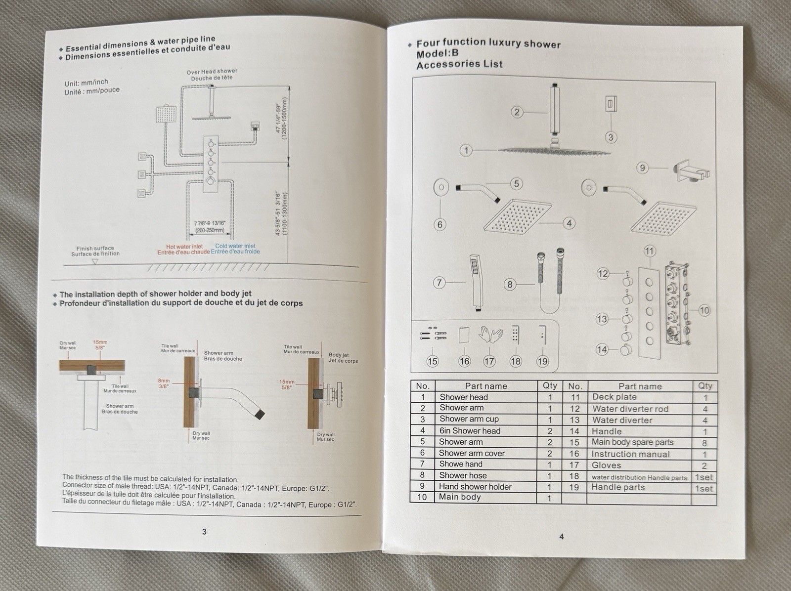 Everstein 16" Wall Mount Dual Shower Head Set SFS-1064-NK16 - New in Box UNUSED - Image 19