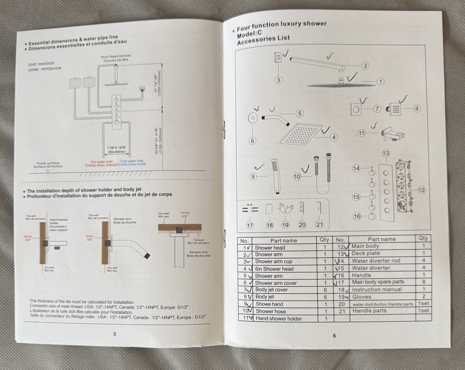Everstein 16" Wall Mount Dual Shower Head Set SFS-1064-NK16 - New in Box UNUSED - Image 20