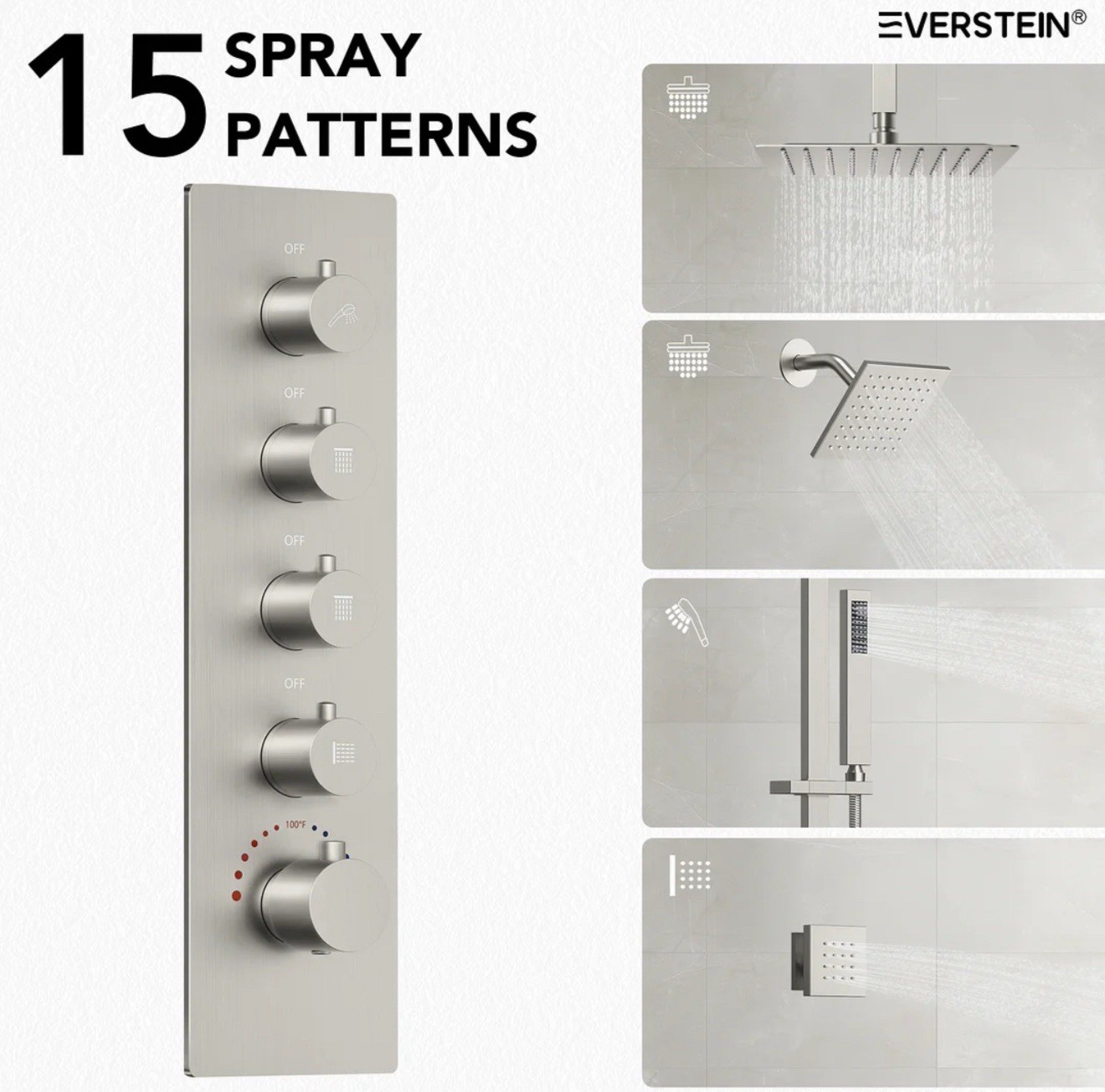 Everstein 16" Wall Mount Dual Shower Head Set SFS-1064-NK16 - New in Box UNUSED - Image 10