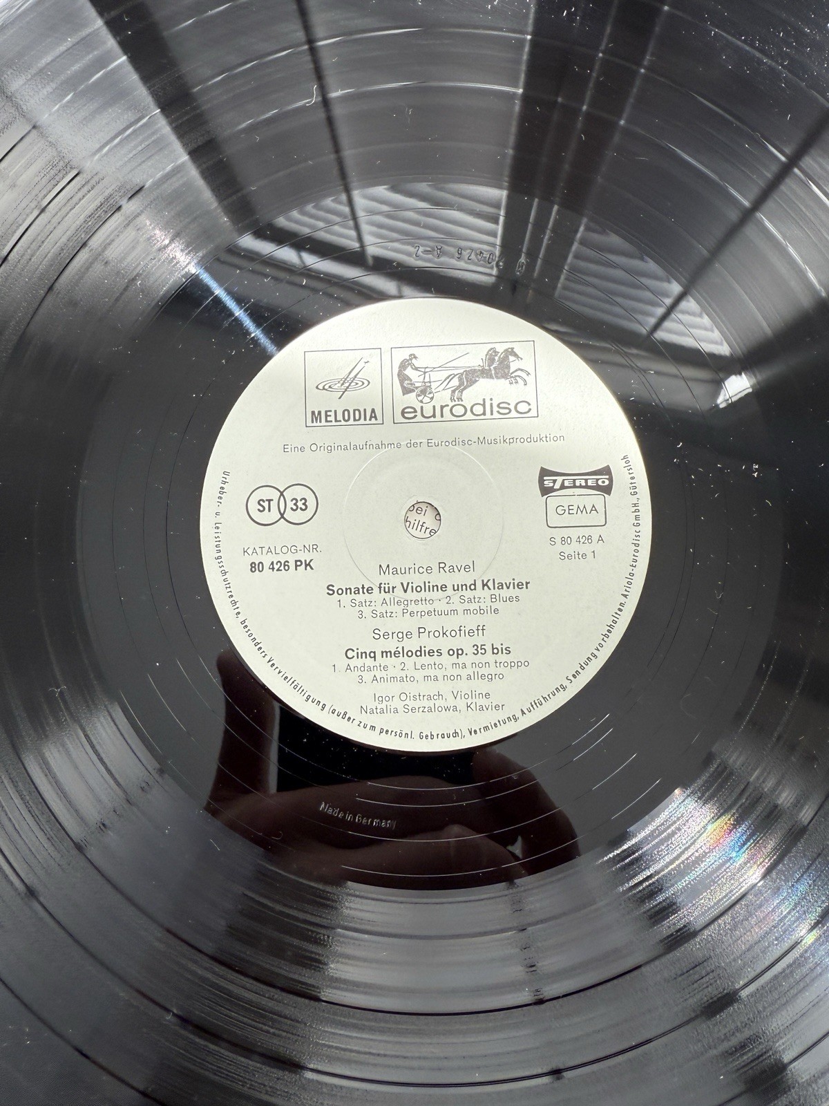 Oistrakh / Serzalowa - Schubert, Ravel, Prokofieff -  Eurodisc 80 426 PK Stereo - Image 2