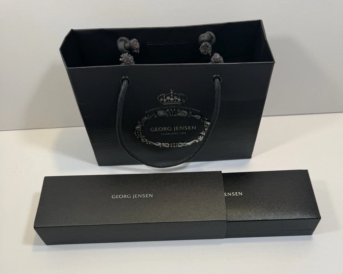 Georg Jensen Denmark Sterling Silver 925 Acorn Letter Opener, Box, and Bag - Image 11