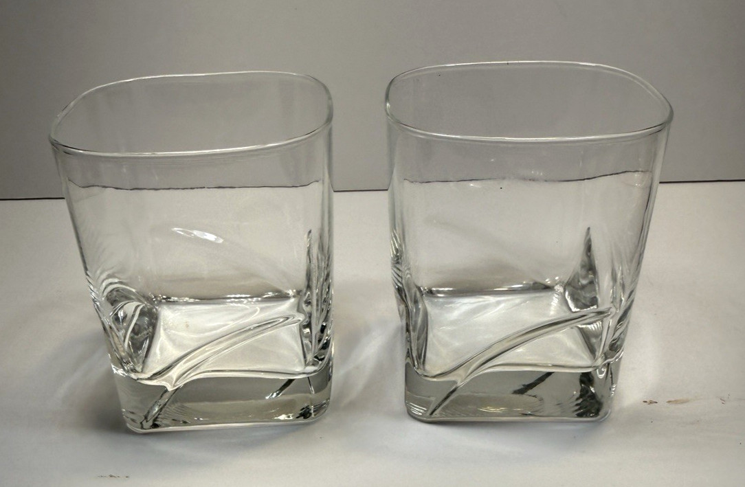 Set of 2 Durobor Verrières de Soignes Hi-Fi Low Ball Glasses 3 5/8” Belgium NOS