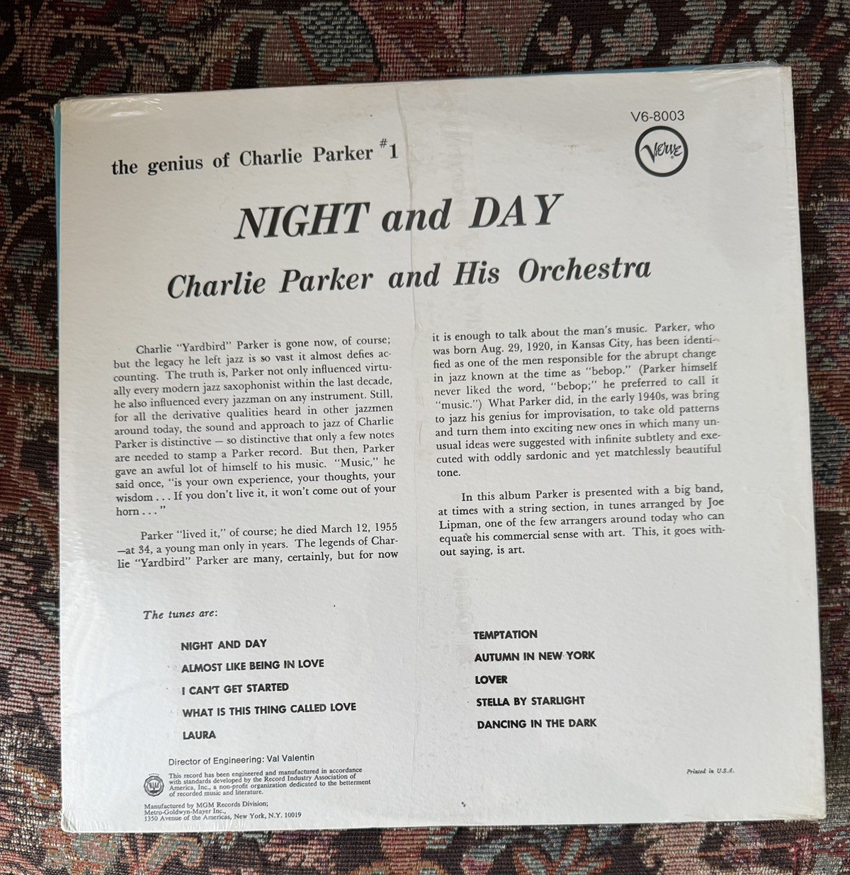 SEALED: Night And Day - The Genius Of Charlie Parker #1 - Verve V6-8003 - Image 1