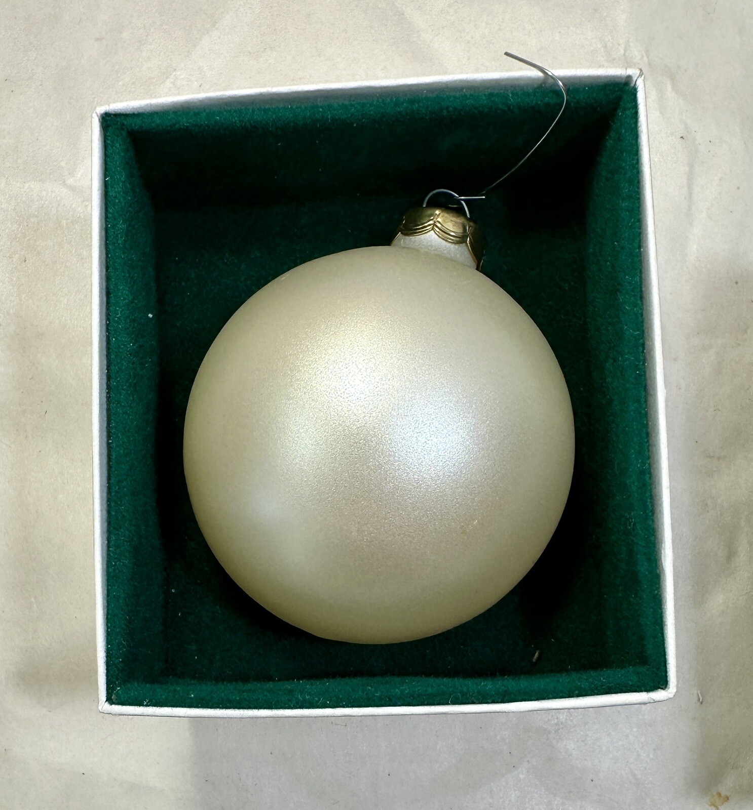 US Navy Christmas Ornament Large Hand Painted Globe - Green Velvet Covered Box - Image 2