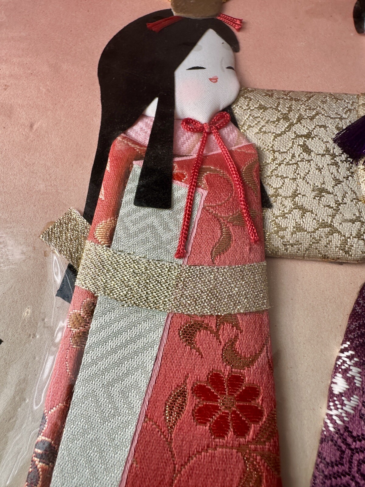 Japanese SIGNED Kimono SILK FABRIC 3D WALL ART Picture - Image 3