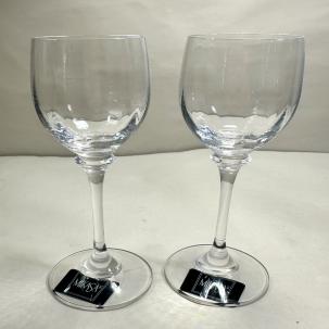 Two Mikasa Crystal Stephanie Cordial Glasses - Austria - 6” - Stickers on Base