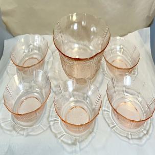 American Sweetheart Pink Depression Glass Berry Bowl Set 6 Pieces