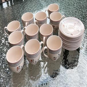 Eleven Johnson Brothers Zephyr Old Granite Ironstone Flat Tea Cups and Saucers