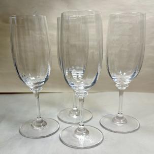 Four Mikasa Austria STEPHANIE T7201 Crystal Optic Bowl 8 1/2” Champagne Flutes