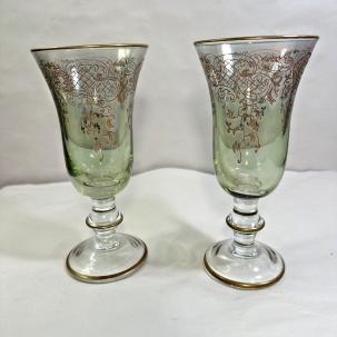 One Pair of Vetrerie di Empoli Wine Glasses - 6" Tall - Immaculate