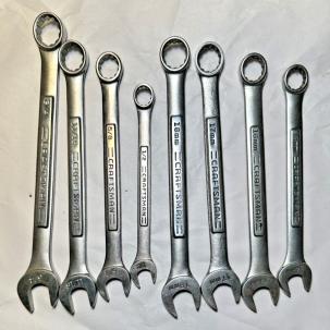 Eight (8) USA Craftsman Tools USA SAE & Metric Combination Wrenches - One Owner