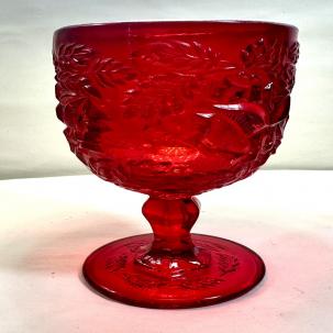 LG Wright Wild Rose Goblet - Ruby Red - 6.5″ - Immaculate