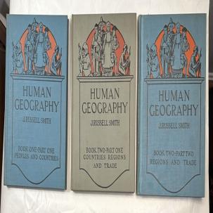 Human Geography by J. Russell Smith - 1932 and 1935 Editions - Three Volumes