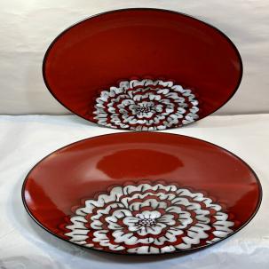 Two (2) Pier 1 Geranium Dinner Plates -- 11 Inches