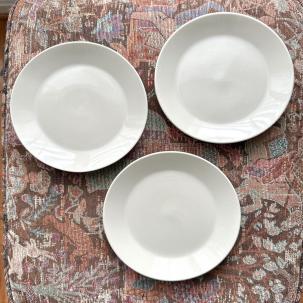 Three (3) IKEA 21521 Glossy Beige Tan Salad / Bread Plates - 7 5/8" - Immaculate