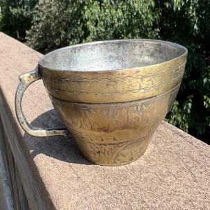 Vintage Brass Cup with Handle - 4 inches Across