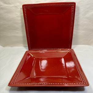 Set of 2 Pier 1 Imports Spice Route Paprika 8 3/8" Square Salad Plates - NOS