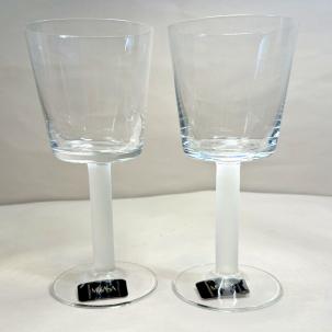 Two (2) Mikasa Overture Frost Goblet Wine Glasses - LS 080