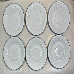 Set of Six (6) Corelle Pink Trio Saucers - 6 1/8" - Unboxed, NWOT