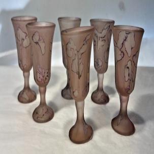 Six (6) Italian Hand Decorated Cordial Glasses - 3" tall