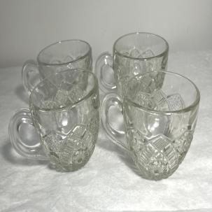 Four McKee The Concord Clear Arch & Hobstars Glass Punch Cups