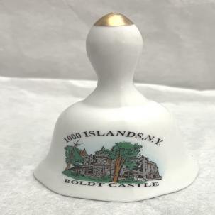 Vintage Travel Souvenir - Boldt Castle Porcelain Bell 4.5" - Thousand Islands NY