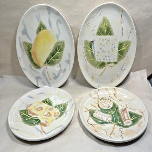 Set of Four Mikasa Fromage Canape Plates - Cheese Designs - New With Tags