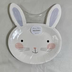 World Market MERI MERI Bunny Rabbit Shaped Paper Plates 12 Count - SEALED, NEW