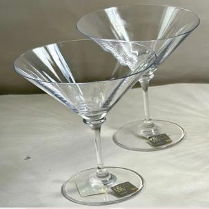 Two (2) Mikasa Stephanie Martini Cocktail Glasses Ribbed Optic Bowl - Austria
